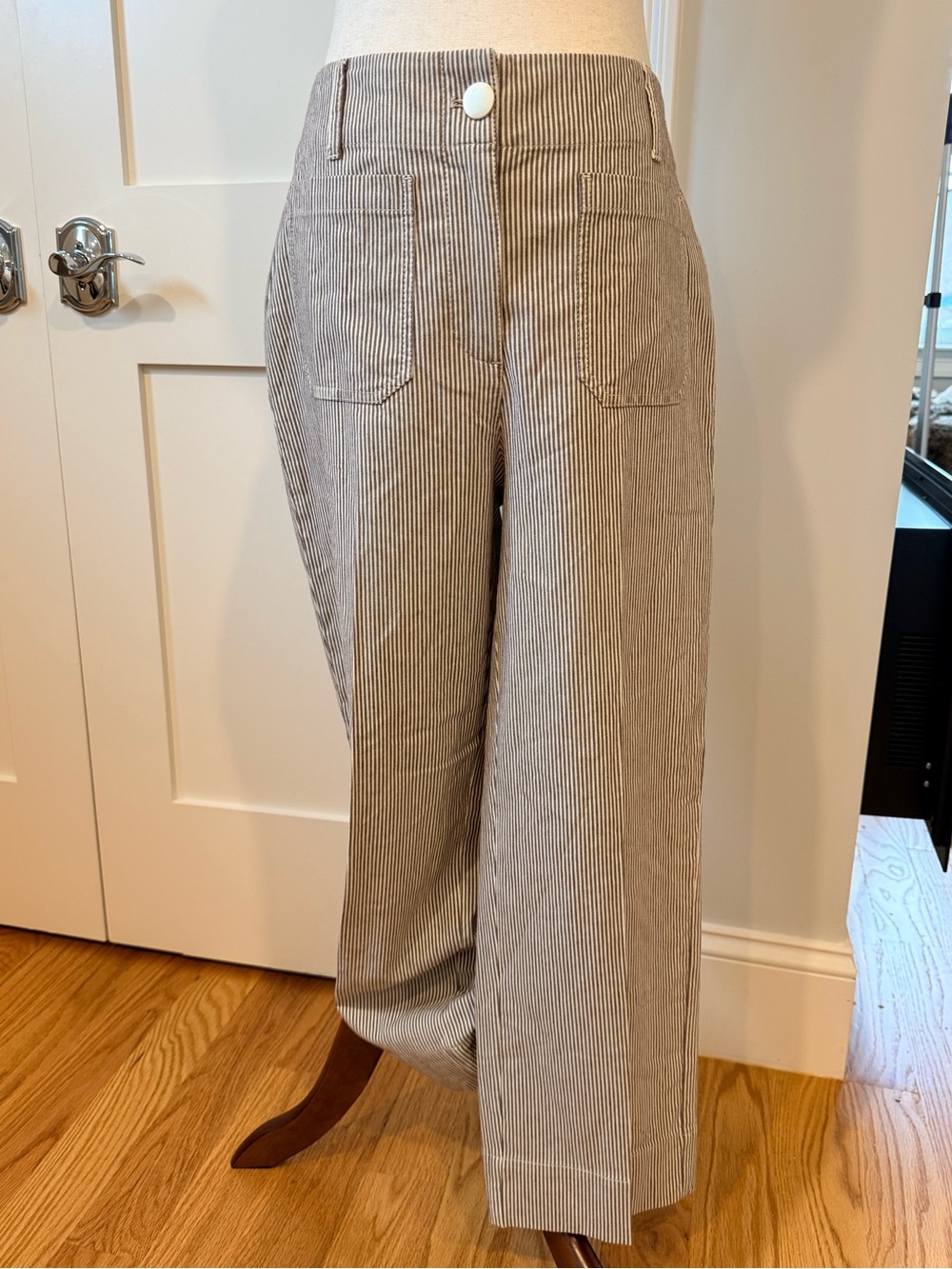 Calypso St. Barth Navy and White Pinstripe Wide-Leg Pants #Colette